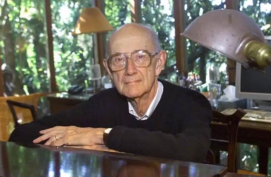Andrew Imbrie in his composing studio