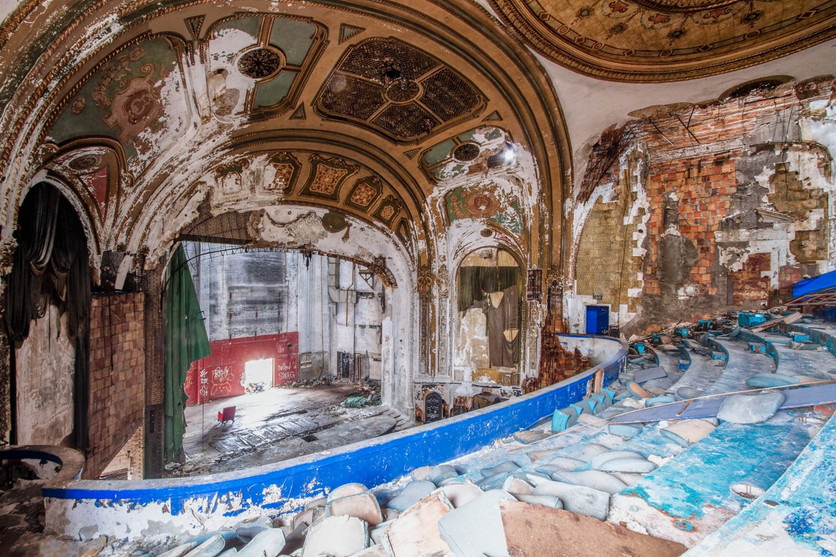 Balcony View of Detroit's Eastown Theatre Ruins